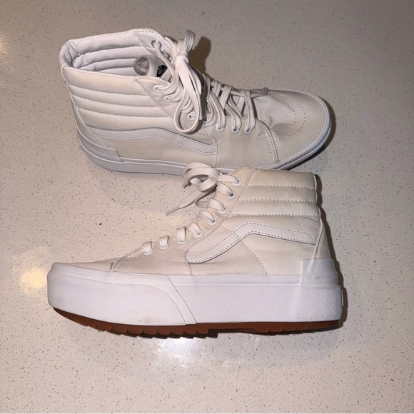 Vans Sk8-Hi Stacked Platform High Top White Canvas Men’s 9 / Women’s 10.5 - Picture 5 of 11